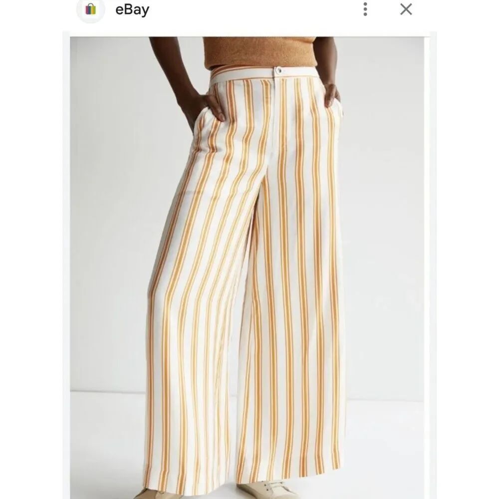 Anthropologie Maeve White Pants with Orange Stripes Size 2